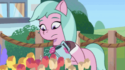 Size: 800x450 | Tagged: safe, screencap, dahlia, sunny starscout, alicorn, earth pony, pony, g5, my little pony: tell your tale, neighfever, spoiler:g5, spoiler:my little pony: tell your tale, spoiler:tyts01e16, animated, artificial horn, artificial wings, augmented, female, flower, flying, gif, glowing, glowing horn, glowing wings, horn, magic, magic horn, magic wings, mane stripe sunny, mare, race swap, sunnycorn, surprised, tongue out, watering can, wings, youtube link