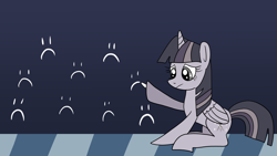 Size: 1920x1080 | Tagged: safe, artist:platinumdrop, twilight sparkle, alicorn, pony, g4, :c, chalk, discorded, discorded twilight, drawing, female, frown, mare, request, sad, sad face, solo, twilight sparkle (alicorn), twilight tragedy