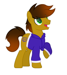Size: 1800x2000 | Tagged: safe, artist:ponkus, oc, oc only, oc:twitchyylive, earth pony, pony, clothes, earth pony oc, eye clipping through hair, full body, gradient mane, gradient tail, male, open mouth, open smile, raised hoof, show accurate, simple background, smiling, solo, stallion, standing, tail, transparent background