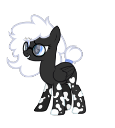 Size: 1800x2000 | Tagged: safe, artist:ponkus, oc, oc only, oc:double stuff, pegasus, pony, coat markings, eye clipping through hair, female, folded wings, full body, glasses, grin, hooves, mare, pegasus oc, raised eyebrow, show accurate, simple background, smiling, solo, standing, transparent background, wings