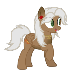 Size: 1600x1600 | Tagged: safe, artist:ponkus, oc, oc only, oc:rosalie, pegasus, pony, eye clipping through hair, female, folded wings, full body, looking offscreen, mare, open mouth, open smile, pegasus oc, raised hoof, simple background, smiling, solo, standing, transparent background