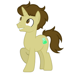 Size: 2000x2000 | Tagged: safe, artist:ponkus, oc, oc only, oc:ticker, pony, unicorn, full body, grin, high res, hooves, horn, male, raised hoof, show accurate, simple background, smiling, solo, stallion, standing, transparent background, unicorn oc