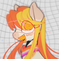 Size: 1024x1024 | Tagged: safe, artist:poneko-chan, oc, oc only, oc:poneco, pony, bust, eye clipping through hair, open mouth, pride, simple background, solo, white background