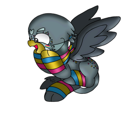 Size: 1718x1613 | Tagged: safe, artist:beesmeliss, gabby, griffon, g4, chibi, clothes, pride flag, pride socks, simple background, socks, solo, striped socks, transparent background