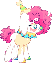 Size: 1931x2330 | Tagged: safe, artist:kurosawakuro, oc, earth pony, pony, base used, clown, clown nose, female, hat, mare, party hat, red nose, simple background, solo, transparent background