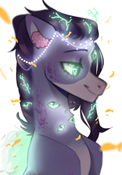 Size: 1125x1605 | Tagged: safe, artist:azaani, oc, earth pony, fish, hybrid, merpony, original species, pony, fish tail, glowing, glowing eyes, male, multiple eyes, request, simple background, solo, tail