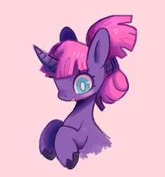 Size: 860x924 | Tagged: safe, artist:10uhh, oc, oc only, pony, unicorn, female, horn, mare, pink background, simple background, solo, white pupils