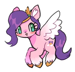 Size: 1023x987 | Tagged: safe, artist:10uhh, pipp petals, pegasus, pony, g5, adorapipp, cute, female, flying, headband, heart ears, mare, simple background, solo, spread wings, unshorn fetlocks, white background, wings