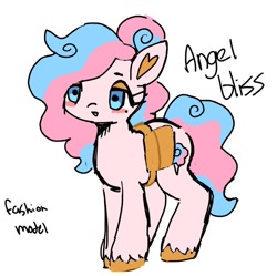 Size: 1000x995 | Tagged: safe, artist:10uhh, oc, oc only, oc:angel bliss, earth pony, pony, bag, female, heart ears, mare, saddle bag, simple background, sketch, solo, white background
