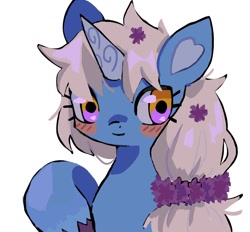 Size: 1292x1200 | Tagged: safe, artist:10uhh, oc, oc only, oc:moonflower, pony, unicorn, female, heart ears, horn, looking at you, mare, raised hoof, simple background, solo, white background