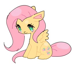 Size: 996x912 | Tagged: safe, artist:10uhh, fluttershy, pegasus, pony, g4, doodle, female, heart ears, looking down, no pupils, simple background, sitting, solo, white background, wings