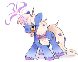 Size: 1204x958 | Tagged: safe, artist:10uhh, oc, oc only, oc:moonflower, pony, unicorn, female, flower, flower in hair, horn, simple background, solo, white background