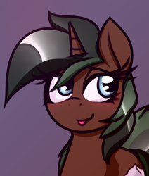 Size: 1210x1426 | Tagged: safe, artist:jetwave, oc, oc only, oc:rosetta spring, pony, unicorn, bedroom eyes, blushing, bust, commission, female, mare, simple background, solo, tongue out