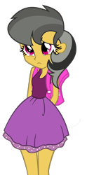 Size: 1280x2391 | Tagged: safe, artist:3d4d, daring do, human, equestria girls, g4, clothes, commission, female, hands behind back, legs, personality swap, shy, simple background, skirt, solo, tomboy taming, transparent background