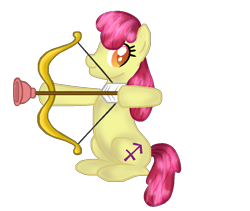 Size: 944x796 | Tagged: safe, artist:onyxdreamyt, apple bloom, earth pony, pony, g4, alternate cutie mark, bow, female, filly, foal, sagittarius, simple background, solo, transparent background