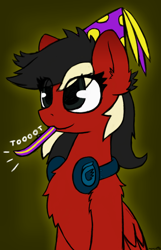 Size: 1824x2828 | Tagged: safe, artist:monycaalot, oc, oc only, oc:scarlet sound, pegasus, pony, anniversary, birthday, colored, happy birthday, hat, headphones, party hat, party horn, pegasus oc, sketch, solo