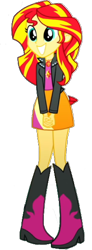 Size: 206x559 | Tagged: safe, sunset shimmer, human, equestria girls, g4, boots, clothes, cute, high heel boots, jacket, shirt, shoes, simple background, skirt, solo, transparent background, vector