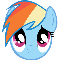 Size: 4815x5000 | Tagged: safe, artist:sp1tf1re42, rainbow dash, pegasus, pony, g4, big eyes, close-up, cute, daaaaaaaaaaaw, dashabetes, disappointed, eye shimmer, female, frown, hnnng, mare, sad, sadorable, simple background, solo, too cute, transparent background, vector, weapons-grade cute