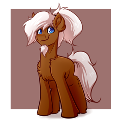 Size: 4000x4000 | Tagged: safe, artist:witchtaunter, oc, oc only, earth pony, pony, chest fluff, commission, ear fluff, looking at you, male, ponytail, simple background, smiling, smiling at you, solo