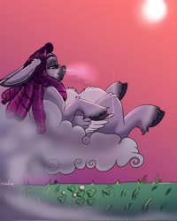 Size: 1638x2048 | Tagged: safe, artist:unfinishedheckery, oc, oc only, pegasus, pony, bedroom eyes, big ears, cloud, digital art, drugs, female, mare, marijuana, on a cloud, red eyes, sitting, sitting on a cloud, smoking, solo, tail, weeds, wings