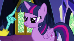 Size: 720x404 | Tagged: safe, artist:ilovekimpossiblealot, discord, twilight sparkle, alicorn, pony, g4, animated, boop, female, gif, mare, offscreen character, scrunchy face, twilight sparkle (alicorn), twilight sparkle is not amused, unamused