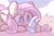 Size: 1800x1200 | Tagged: safe, artist:sakukitty, angel bunny, fluttershy, pegasus, pony, rabbit, g4, angelbetes, animal, crouching, cute, female, folded wings, grass, looking at each other, looking at someone, mare, no pupils, outdoors, shyabetes, smiling, solo, stray strand, sweet dreams fuel, unshorn fetlocks, wings