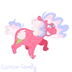 Size: 640x640 | Tagged: safe, artist:skyefal, cotton candy (g3), earth pony, pony, g3, blue eyes, chonk, chubby, colored hooves, curly hair, pink coat, poofy mane, simple background, smiling, white background