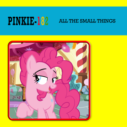 Size: 12500x12500 | Tagged: safe, pinkie pie, earth pony, pony, g4, absurd resolution, album cover, album parody, blink-182, parody, solo, square, text