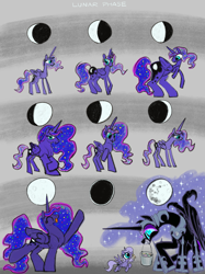 Size: 2999x4000 | Tagged: safe, artist:ja0822ck, nightmare moon, princess luna, alicorn, pony, g4, bucket, candy, clothes, cute, eyes closed, female, filly, foal, food, frown, horn, jewelry, lidded eyes, looking back, lunabetes, lunar phases, mare, moon, mouth hold, open mouth, raised hoof, rearing, regalia, s1 luna, sharp teeth, smiling, spread wings, teeth, wings, woona, young luna, younger