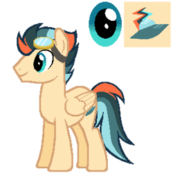 Size: 600x600 | Tagged: artist needed, safe, oc, oc only, oc:turbo swifter, pegasus, pony, folded wings, full body, hooves, male, multicolored mane, multicolored tail, pegasus oc, simple background, smiling, solo, stallion, standing, tail, transparent background, wings