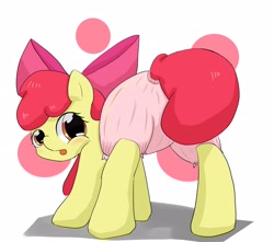 Size: 2868x2540 | Tagged: safe, artist:up_p_ab, apple bloom, earth pony, pony, g4, bloomers, blushing, butt, female, filly, foal, high res, looking at you, looking back, looking back at you, plot, solo
