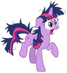 Size: 7000x7640 | Tagged: safe, artist:tardifice, twilight sparkle, pony, unicorn, g4, lesson zero, season 2, absurd resolution, female, floppy ears, mare, messy hair, messy mane, messy tail, open mouth, photoshop, simple background, solo, tail, transparent background, unicorn twilight, vector