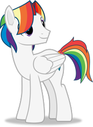 Size: 3014x4134 | Tagged: safe, alternate version, artist:frownfactory, oc, oc:stratagem, pegasus, pony, male, multicolored hair, pegasus oc, rainbow hair, simple background, solo, stallion, tail, tail wrap, transparent background, vector, wings