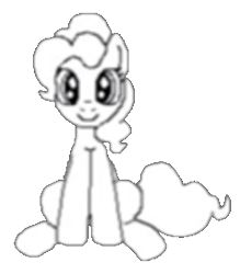 Size: 239x273 | Tagged: safe, artist:doublewbrothers, pinkie pie, earth pony, pony, g4, black and white, female, grayscale, mare, monochrome, simple background, sitting, smiling, transparent background, youtube link
