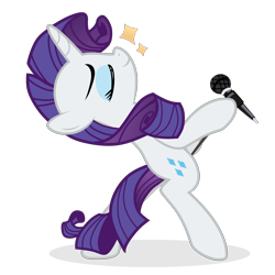 Size: 2000x2000 | Tagged: safe, artist:grapefruit-face, artist:jhayarr23, edit, rarity, pony, unicorn, g4, bipedal, crossover, eyes closed, female, freddie mercury, high res, leaning back, mare, microphone, microphone stand, pose, queen (band), simple background, smiling, solo, transparent background