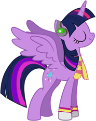 Size: 340x427 | Tagged: safe, artist:pagiepoppie12345, twilight sparkle, alicorn, pony, g4, clothes, club penguin, crossover, dj cadence, eyes closed, female, headphones, horn, mare, scarf, simple background, smiling, socks, spread wings, transparent background, twilight sparkle (alicorn), wings