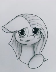 Size: 3035x3884 | Tagged: safe, artist:twiliset, pinkie pie, earth pony, pony, g4, bust, cute, floppy ears, grayscale, high res, monochrome, open mouth, pinkamena diane pie, simple background, solo, traditional art