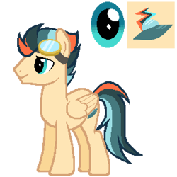 Size: 600x600 | Tagged: safe, oc, oc only, oc:turbo swifter, pegasus, pony, cutie mark, goggles, male, multicolored hair, pegasus oc, simple background, solo, stallion, standing, transparent background, vector