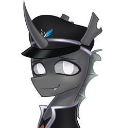 Size: 2880x3040 | Tagged: safe, artist:opal_radiance, oc, oc:utan clypeus, changeling, pony, high res, male, simple background, solo, transparent background, white changeling
