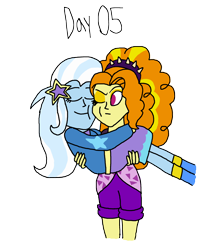 Size: 2000x2324 | Tagged: safe, artist:ktd1993, adagio dazzle, trixie, human, equestria girls, g4, 5, bridal carry, carrying, duo, female, high res, lesbian, nuzzling, ship:triagio, shipping, simple background, transparent background