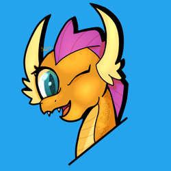 Size: 5000x5000 | Tagged: safe, artist:shooting star, smolder, dragon, g4, dragoness, female, horns, looking at you, one eye closed, scales, shooting star, wink, winking at you
