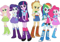 Size: 817x576 | Tagged: safe, edit, edited screencap, editor:pascalmulokozi2, screencap, applejack, fluttershy, pinkie pie, rainbow dash, rarity, twilight sparkle, human, equestria girls, g4, background removed, humane five, humane six, simple background, transparent background