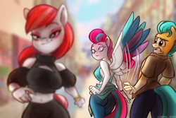 Size: 3477x2318 | Tagged: safe, artist:lummh, hitch trailblazer, sugar moonlight, zipp storm, earth pony, pegasus, anthro, g5, ass, bedroom eyes, bisexual, bisexuality, breasts, busty sugar moonlight, busty zipp storm, butt, distracted boyfriend meme, female, high res, hitchbutt, implied bisexual, implied stormblazer, implied straight, implied sugarzipp, lesbian, lidded eyes, looking back, male, meme, seductive look, sexy, shipping, sideboob, spread wings, stupid sexy sugar moonlight, stupid sexy zipp storm, subverted meme, sugarzipp, wingboner, wings, zippbutt