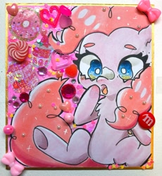 Size: 2777x3024 | Tagged: safe, artist:veryjelly123, pinkie pie, earth pony, pony, g4, candy, female, food, heart, high res, mare, solo, traditional art