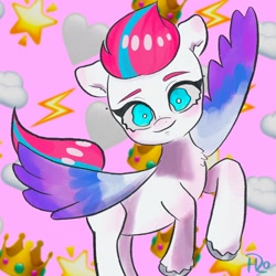 Size: 3024x3024 | Tagged: safe, artist:veryjelly123, zipp storm, pegasus, pony, g5, cloud, female, heart, high res, looking at you, mare, solo, stars, wings