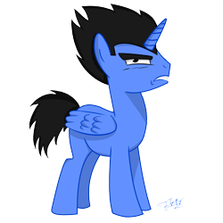 Size: 1100x1100 | Tagged: safe, artist:thetrippytippy, alicorn, pony, g4, crossover, dragon ball, frown, horn, male, ponified, rule 85, signature, simple background, stallion, transparent background, vegeta, wings