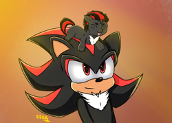 Size: 2436x1740 | Tagged: safe, artist:supershadow_th, oc, oc:supershadow_th, pony, unicorn, :p, crossover, duo, male, pony hat, shadow the hedgehog, sonic the hedgehog, sonic the hedgehog (series), tongue out