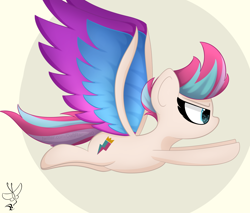 Size: 2000x1700 | Tagged: safe, artist:daftramms, zipp storm, pegasus, pony, g5, cute, flying, simple background, solo