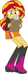 Size: 143x373 | Tagged: safe, edit, edited screencap, editor:pascalmulokozi2, screencap, sunset shimmer, human, equestria girls, g4, my little pony equestria girls, background removed, clipboard, simple background, solo, transparent background