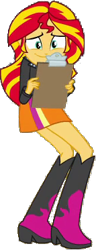 Size: 143x373 | Tagged: safe, edit, edited screencap, editor:pascalmulokozi2, screencap, sunset shimmer, human, equestria girls, g4, my little pony equestria girls, background removed, clipboard, female, simple background, solo, transparent background